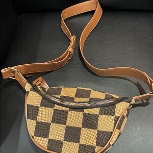 Checkered Brown and Tan Women's Bag